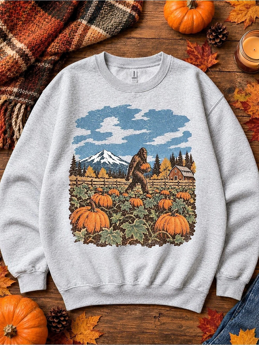 Bigfoot Pumpkin Patch Sweatshirt Graphic Sweatshirt